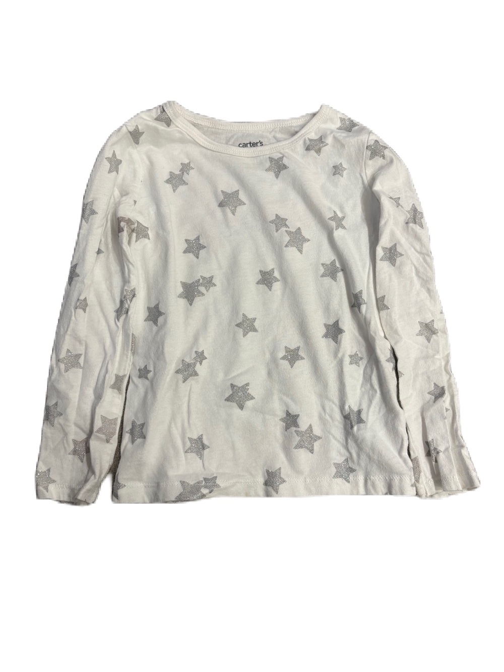 Carter's Girls' Long-Sleeve White Top with Silver Stars - Size 4